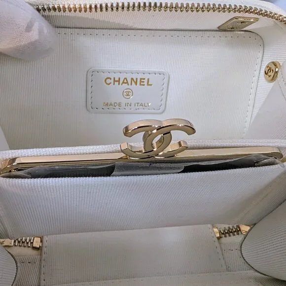 Chanel White Caviar Leather Mini Top Handle Vanity Case - Picture 8 of 16